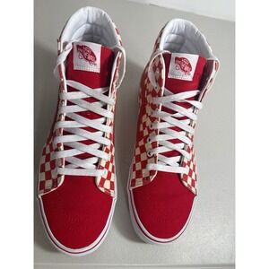 Vans Sk8-Hi Red White Checkerboard High Top Sneakers Mens 11.5 721454